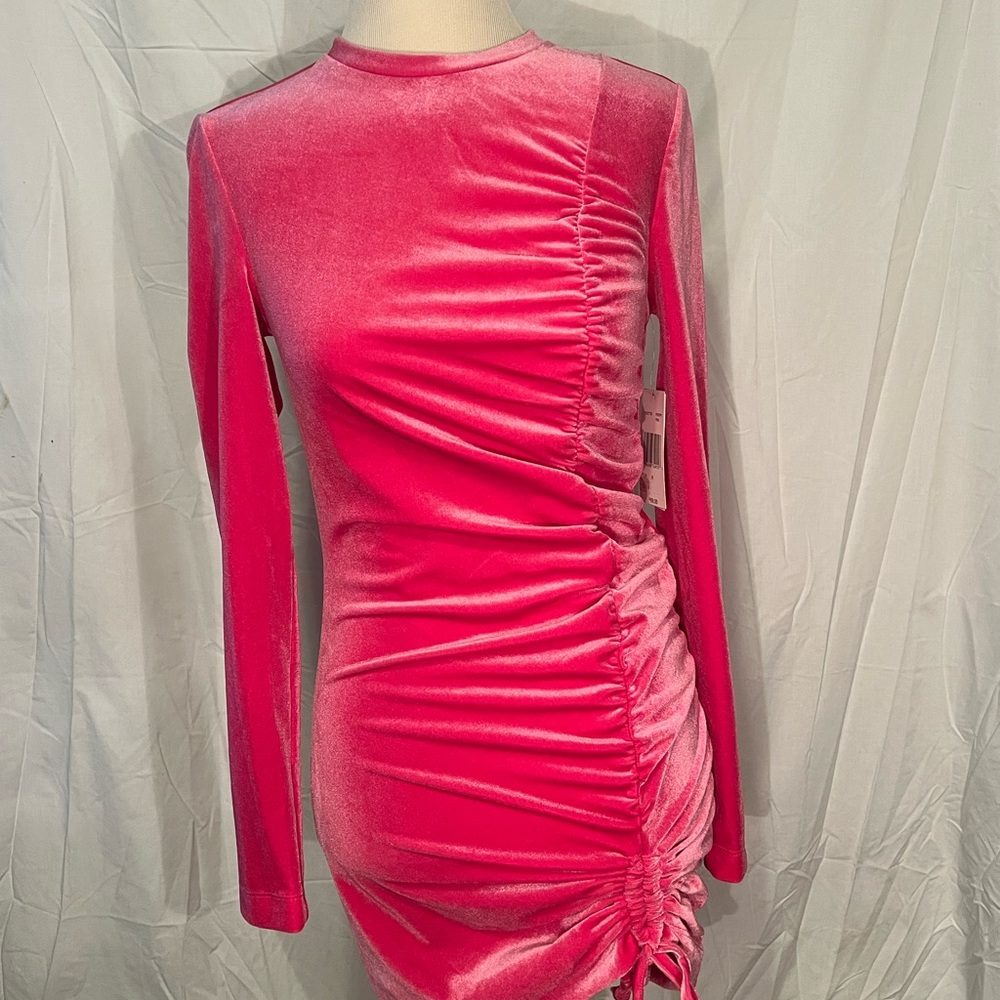 Juicy Couture Fuchsia Velvet Long Sleeve Dress